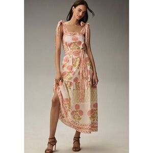 Sue Sartor tie shoulder floral dress